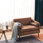 HAOYYE Hot Stamping Cloth Surrounding Chair With Pillow, 1.5 Seats Indoor Circle Accent Chair, Comfortable Plush Seating, Stylish Dark Brown Upholstery, Perfect for Living Room and Lounge